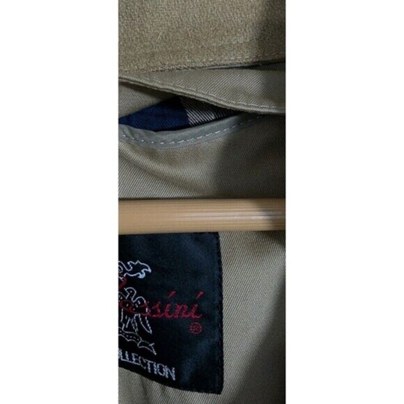 Vintage Oleg Cassini Men Tan Trench Coat 42R Removable Wool Lining Belted - Picture 9 of 16